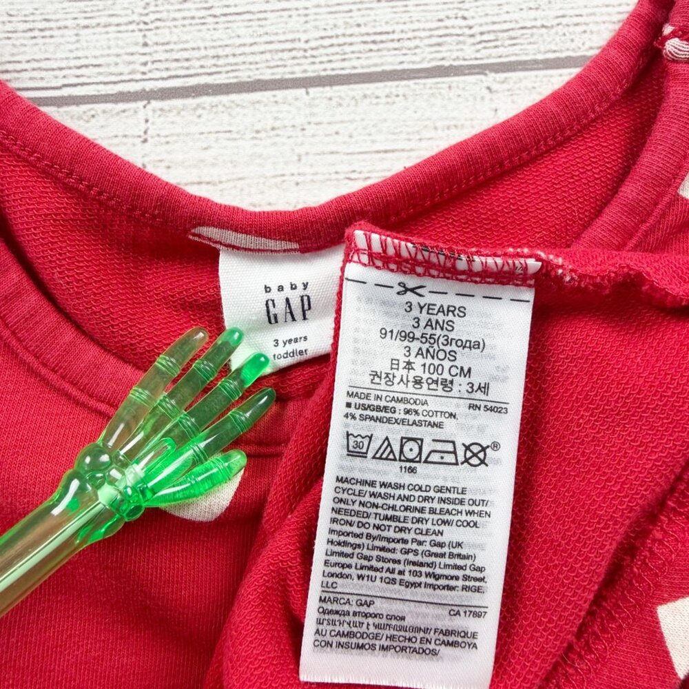 babyGap Toddler Girls Dress Red White Heart Print Long Sleeve Knit 3T - Picture 2 of 3